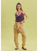 Rope Detailed Buttoned Elastic Waist Camel Bohemian Trousers 4557